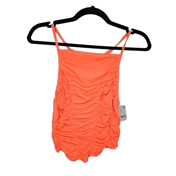 Free People FP MOVEMENT Shirr Enough Tank Top Ruched Neon Coral Size Lar… - Picture 9 of 12